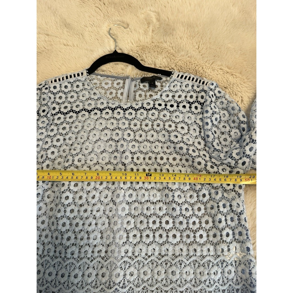 J Crew Daisy‎ Lace Bell Sleeve Top Sz 10  Blue - Picture 14 of 16